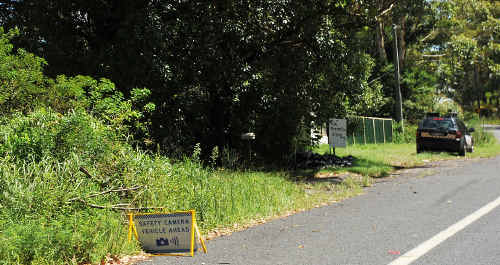 You've been warned: A mobile speed camera with warning signs south of Urunga. You've been warned: A mobile speed camera with warning signs south of Urunga.